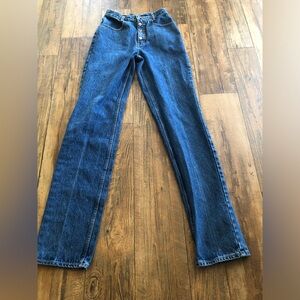Women's Straight-Leg Button-Fly Jeans in Medium Blue